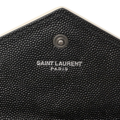 Exclusive Saint Laurent Black Grain De Poudre Matelasse Chevron Monogram Envelope Wallet — Alternate View 13