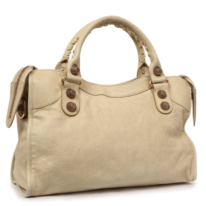 Exclusive Balenciaga Beige Lambskin Giant 21 City — Side View
