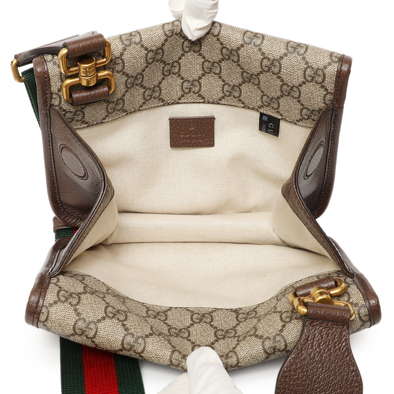 Exclusive Gucci GG Supreme Monogram Web Neo Vintage Small Messenger — Detail View