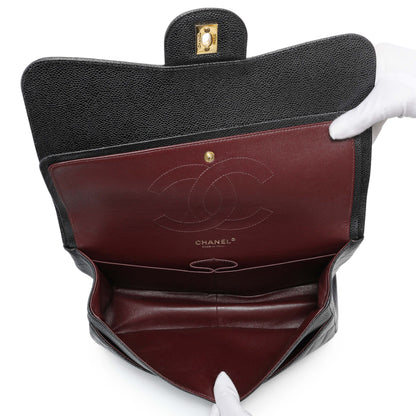 Exclusive Chanel Black Caviar Jumbo Classic Double Flap — Top View