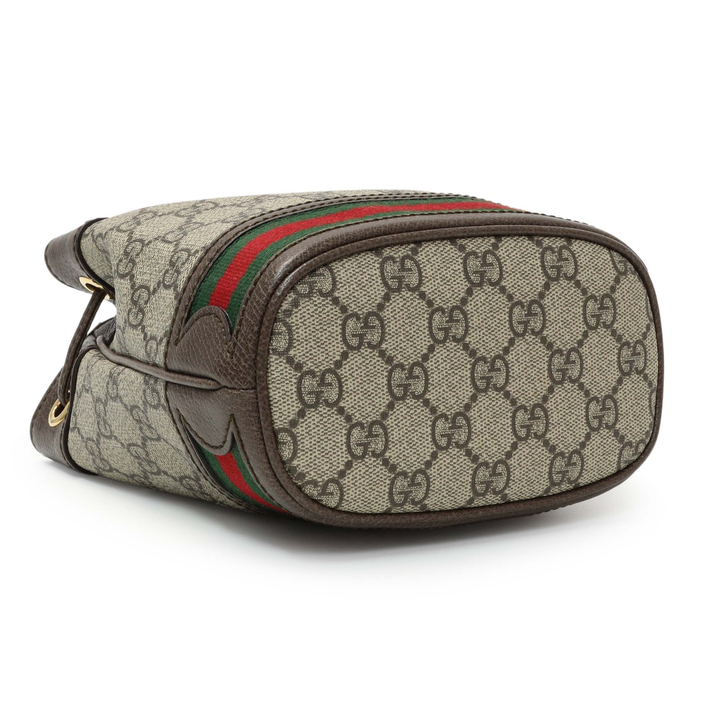 Exclusive Gucci GG Supreme Monogram Web Mini Ophidia Bucket Bag — Back View