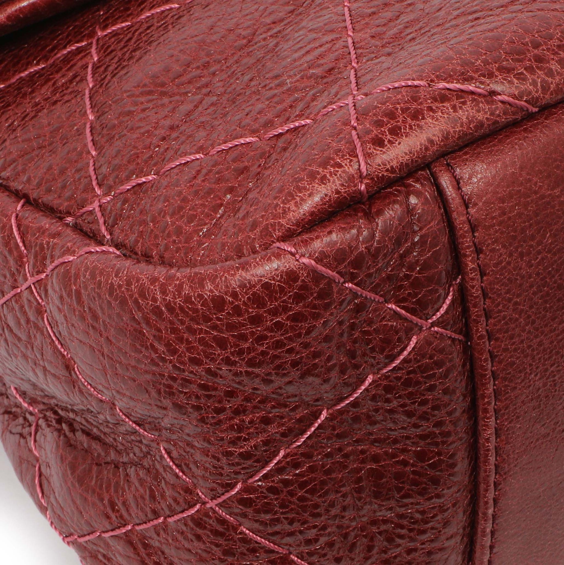 Exclusive Chanel Burgundy Glazed Calfskin On The Road Flap — Top View