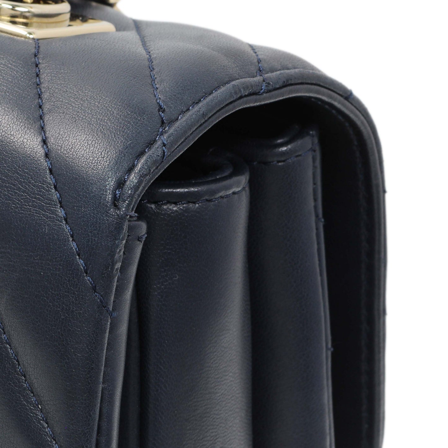 Exclusive Chanel Blue Chevron Quilted Lambskin Medium Trendy CC Dual Handle Flap Bag — Alternate View 12