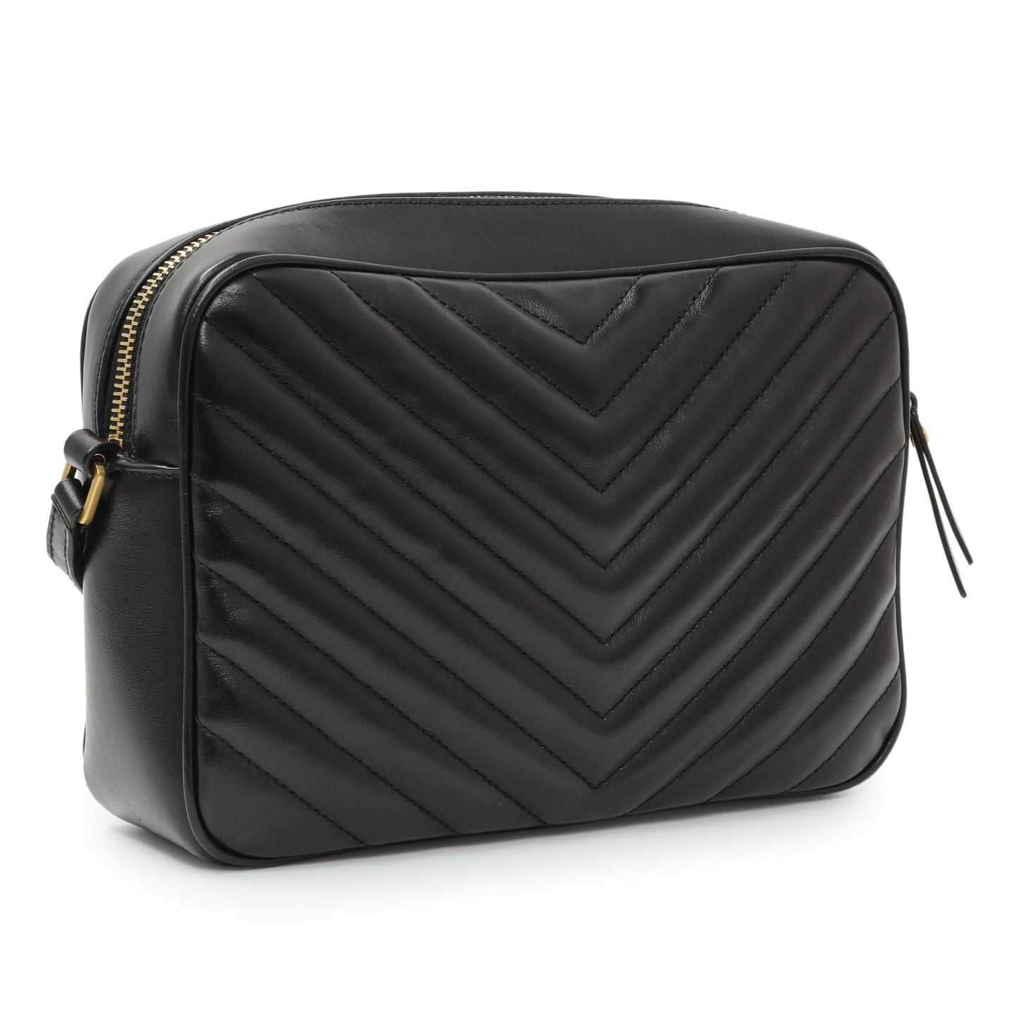 Exclusive Saint Laurent Black Calfskin Matelasse Monogram Lou Camera Bag — Side View