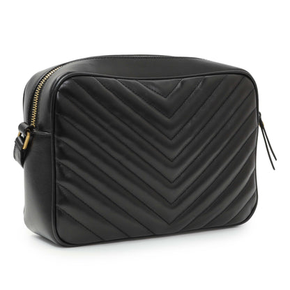 Exclusive Saint Laurent Black Calfskin Matelasse Monogram Lou Camera Bag — Side View