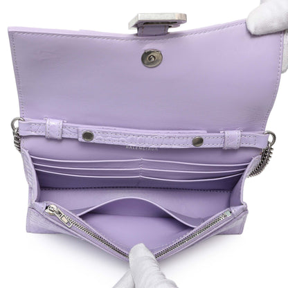 Exclusive Balenciaga Lilac Shiny Calfskin Crocodile Embossed Hourglass Chain Bag — Alternate View 8