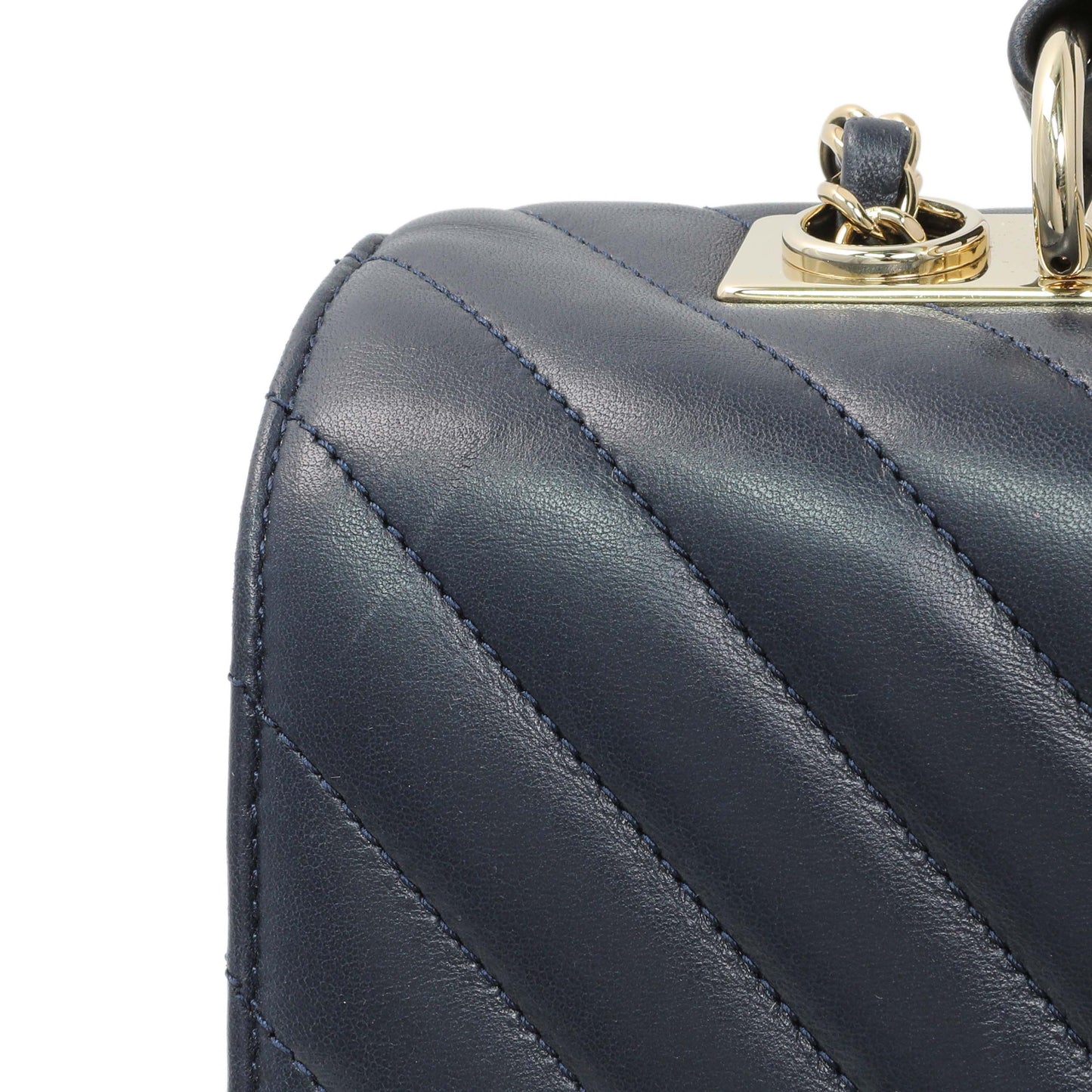 Exclusive Chanel Blue Chevron Quilted Lambskin Medium Trendy CC Dual Handle Flap Bag — Alternate View 11