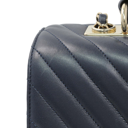 Exclusive Chanel Blue Chevron Quilted Lambskin Medium Trendy CC Dual Handle Flap Bag — Alternate View 11