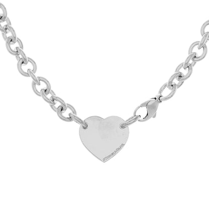 Exclusive Tiffany & Co. Sterling Silver Heart Tag Chain Link Choker — Side View