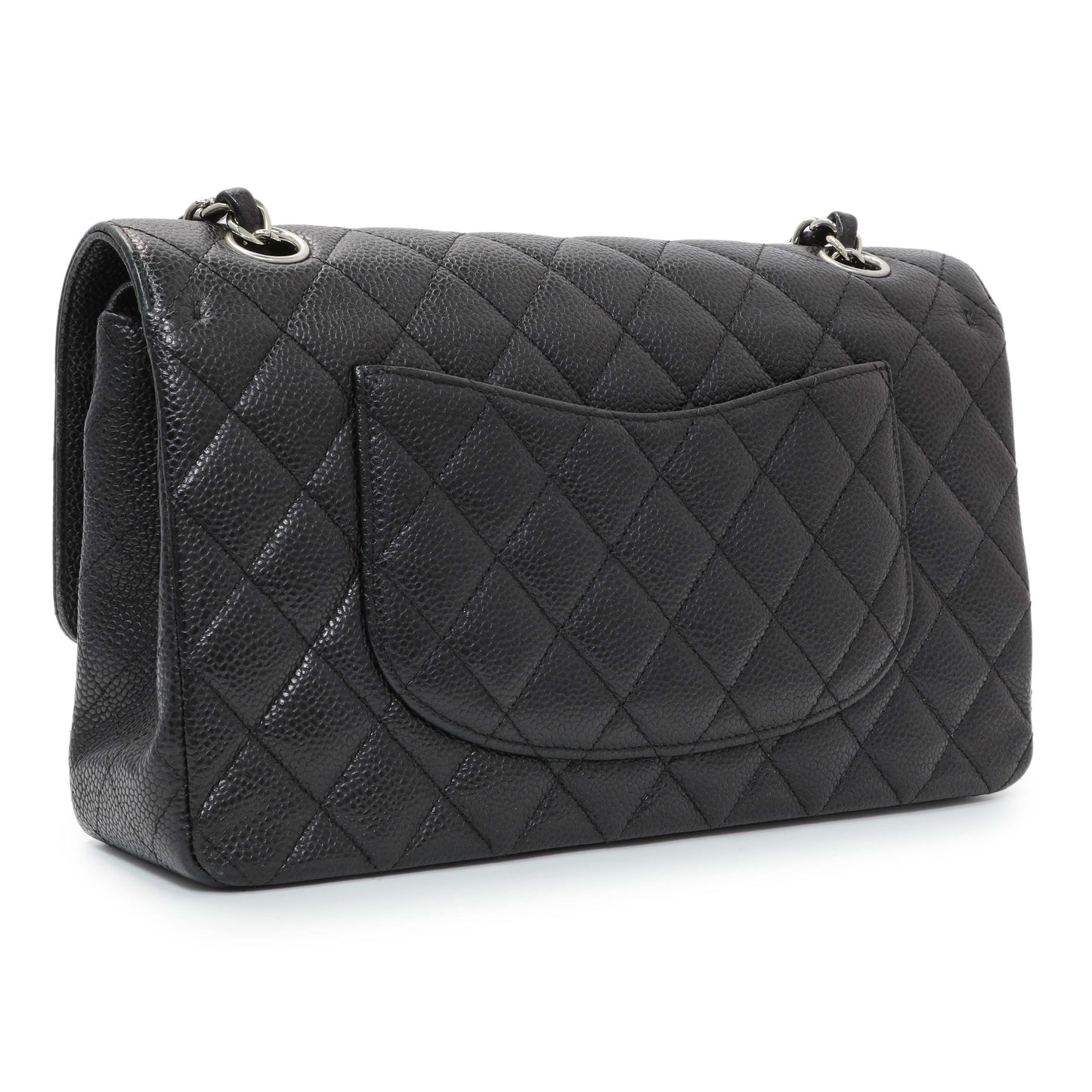 Exclusive Chanel Black Quilted Caviar Medium Classic Double Flap — Side View