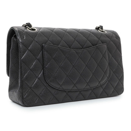 Exclusive Chanel Black Quilted Caviar Medium Classic Double Flap — Side View