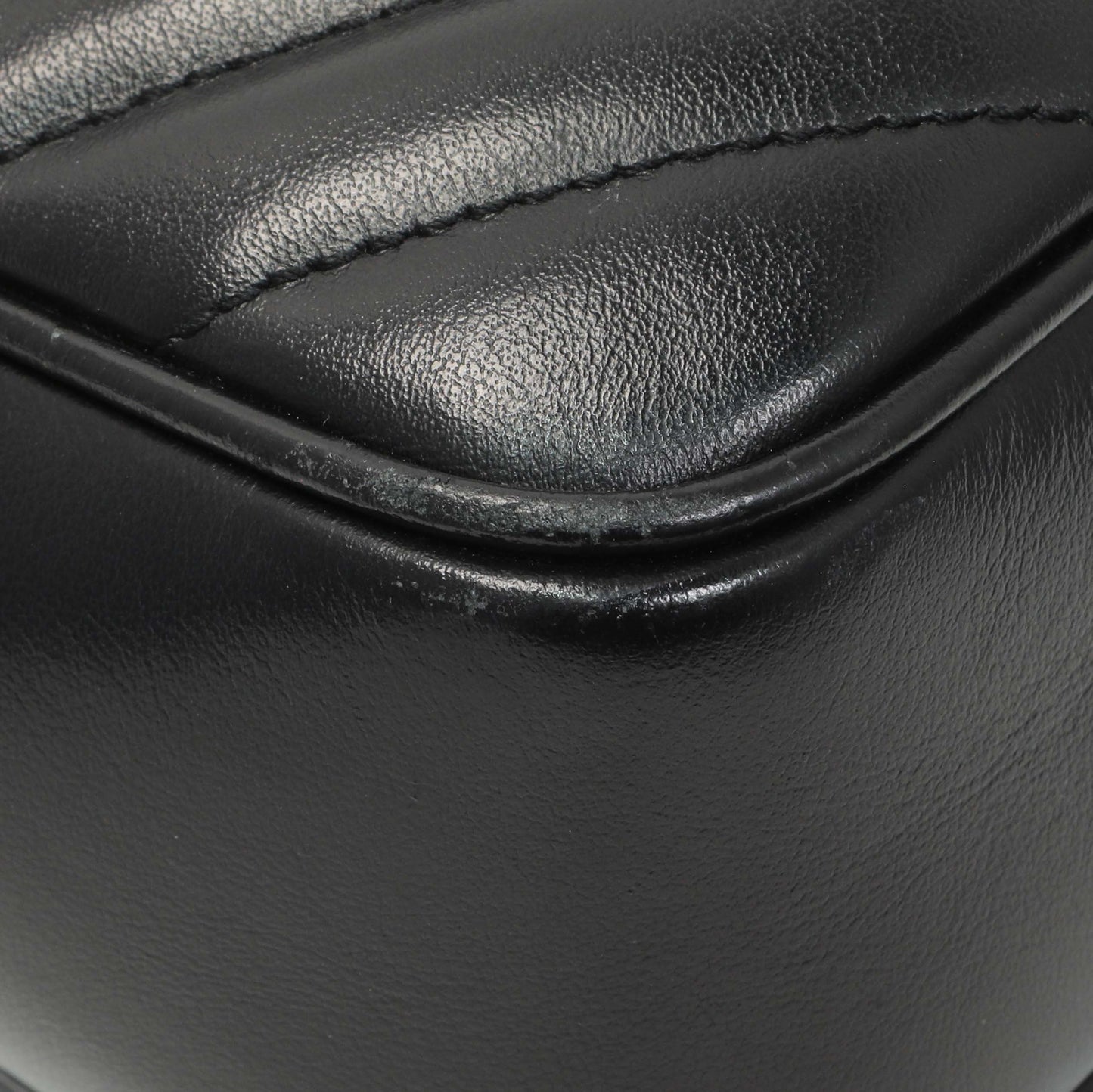 Exclusive Saint Laurent Black Calfskin Matelasse Monogram Lou Camera Bag — Top View