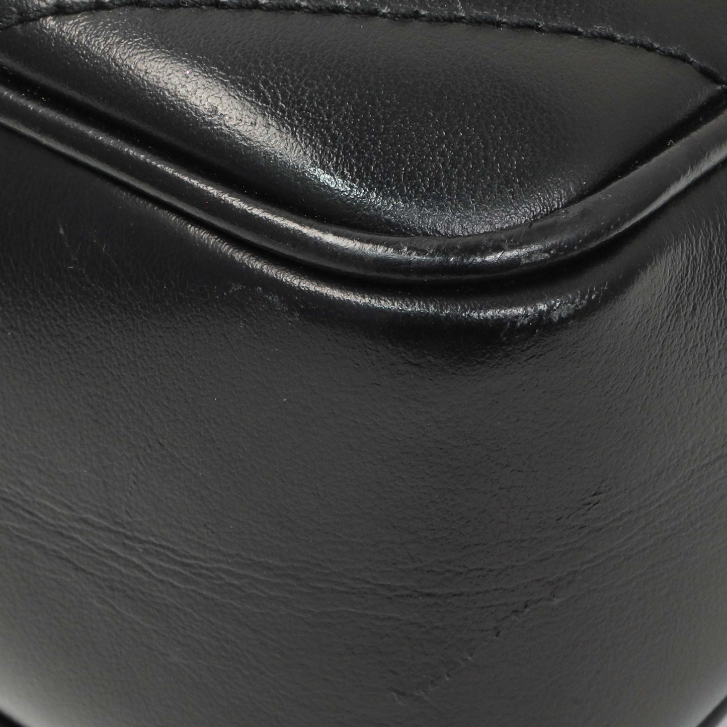Exclusive Saint Laurent Black Calfskin Matelasse Monogram Lou Camera Bag — Detail View
