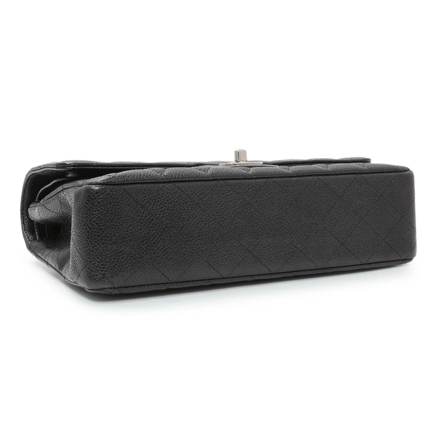 Exclusive Chanel Black Quilted Caviar Medium Classic Double Flap — Back View