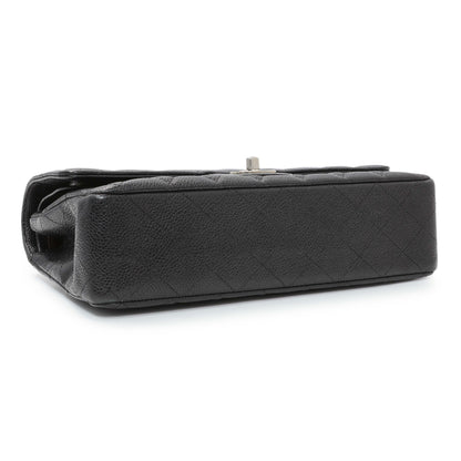 Exclusive Chanel Black Quilted Caviar Medium Classic Double Flap — Back View