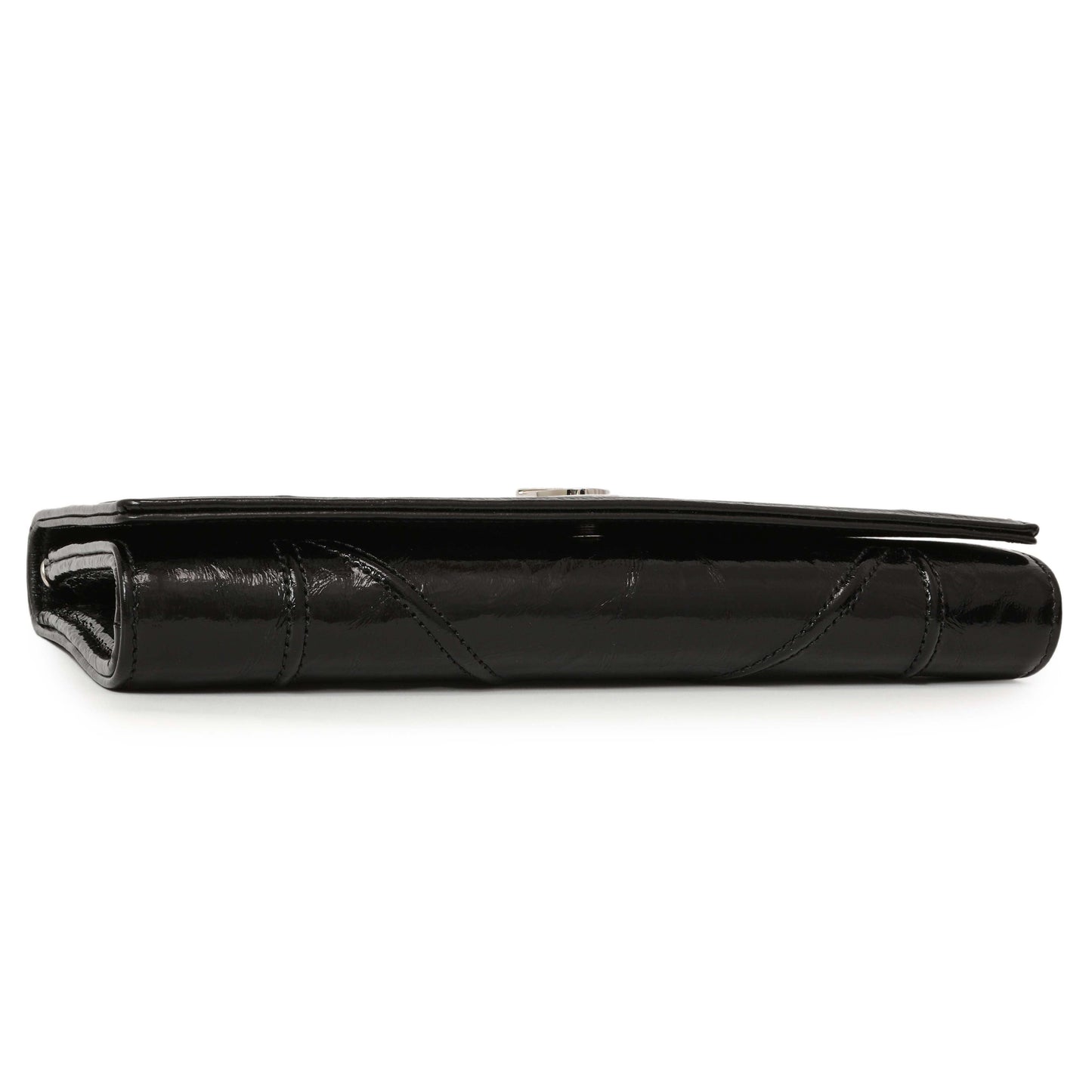 Exclusive Christian Dior Black Patent Diorama Croisiere Chain Wallet — Back View