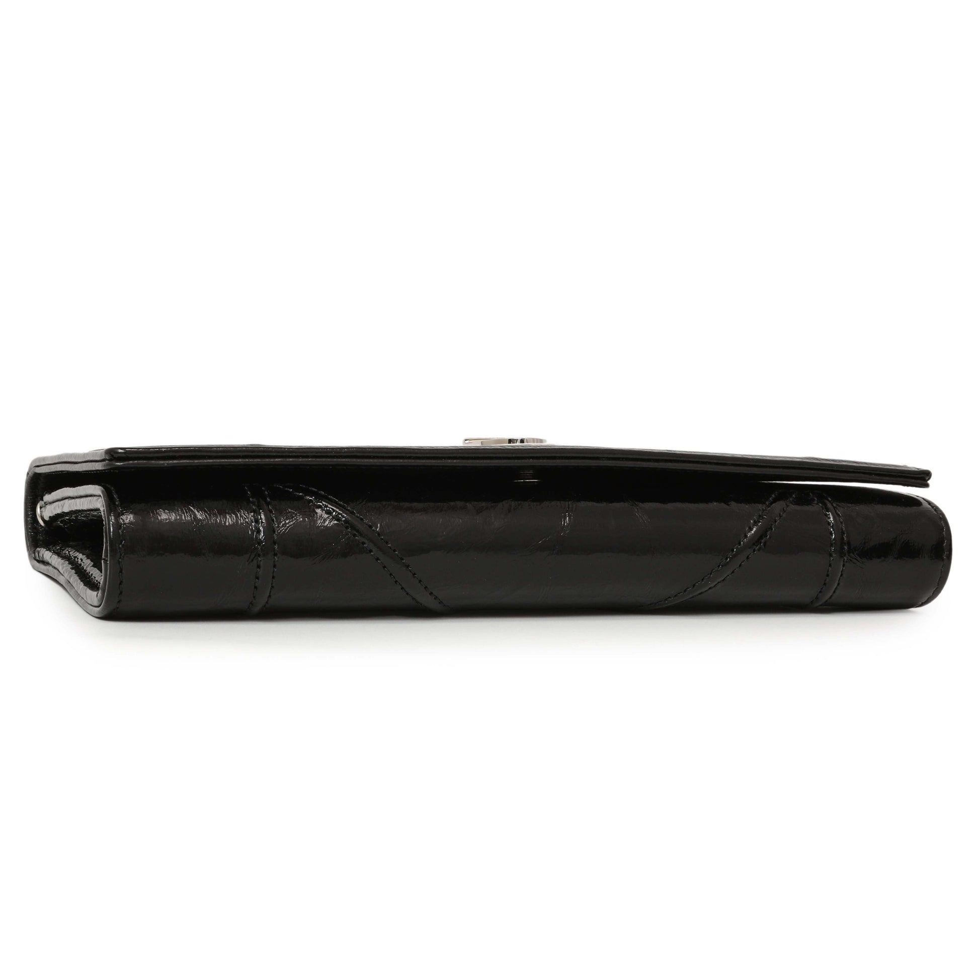 Exclusive Christian Dior Black Patent Diorama Croisiere Chain Wallet — Back View