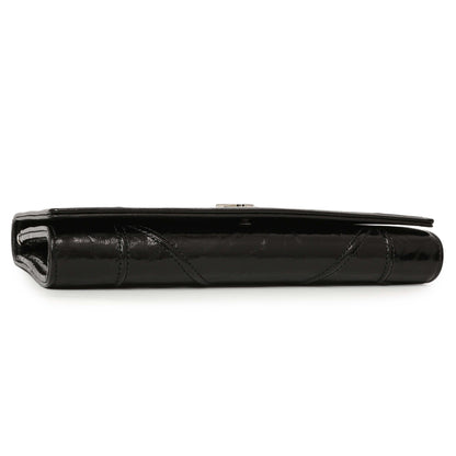 Exclusive Christian Dior Black Patent Diorama Croisiere Chain Wallet — Back View