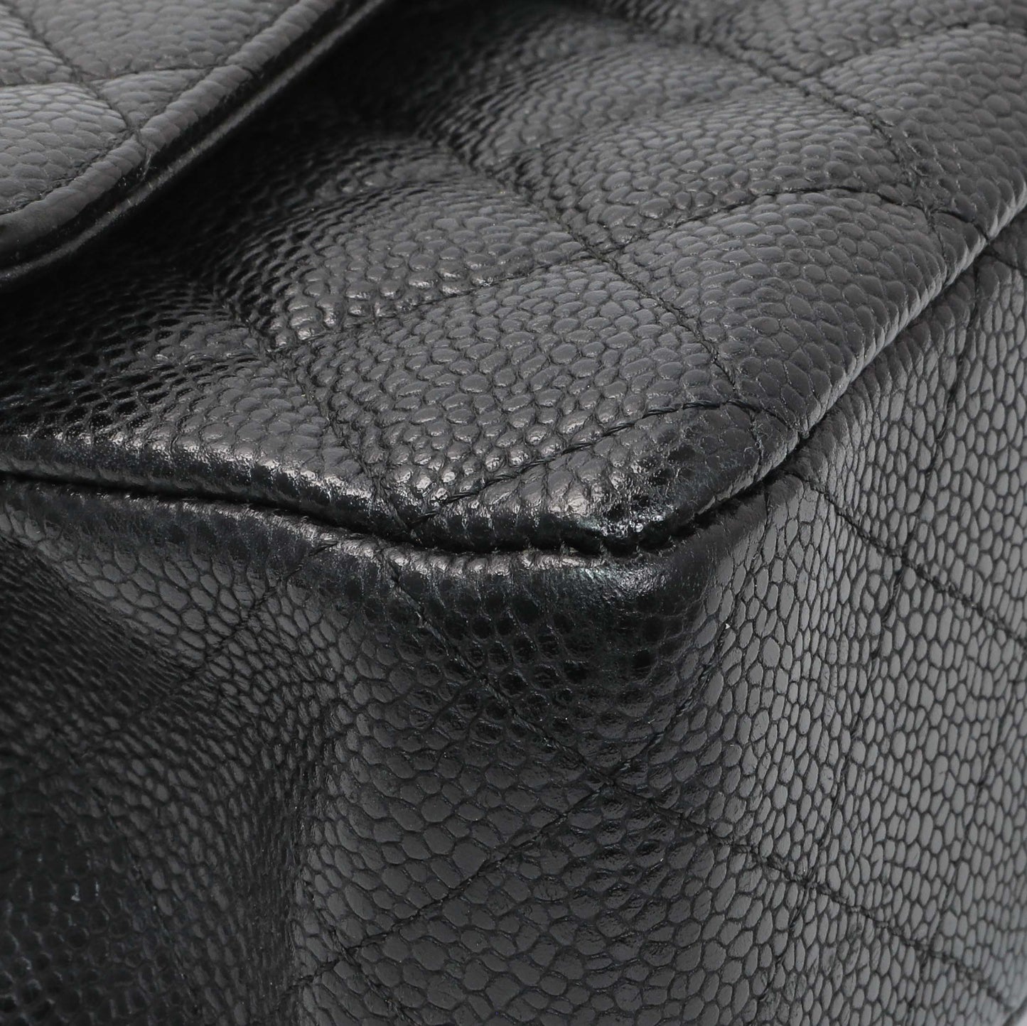 Exclusive Chanel Black Quilted Caviar Medium Classic Double Flap — Top View