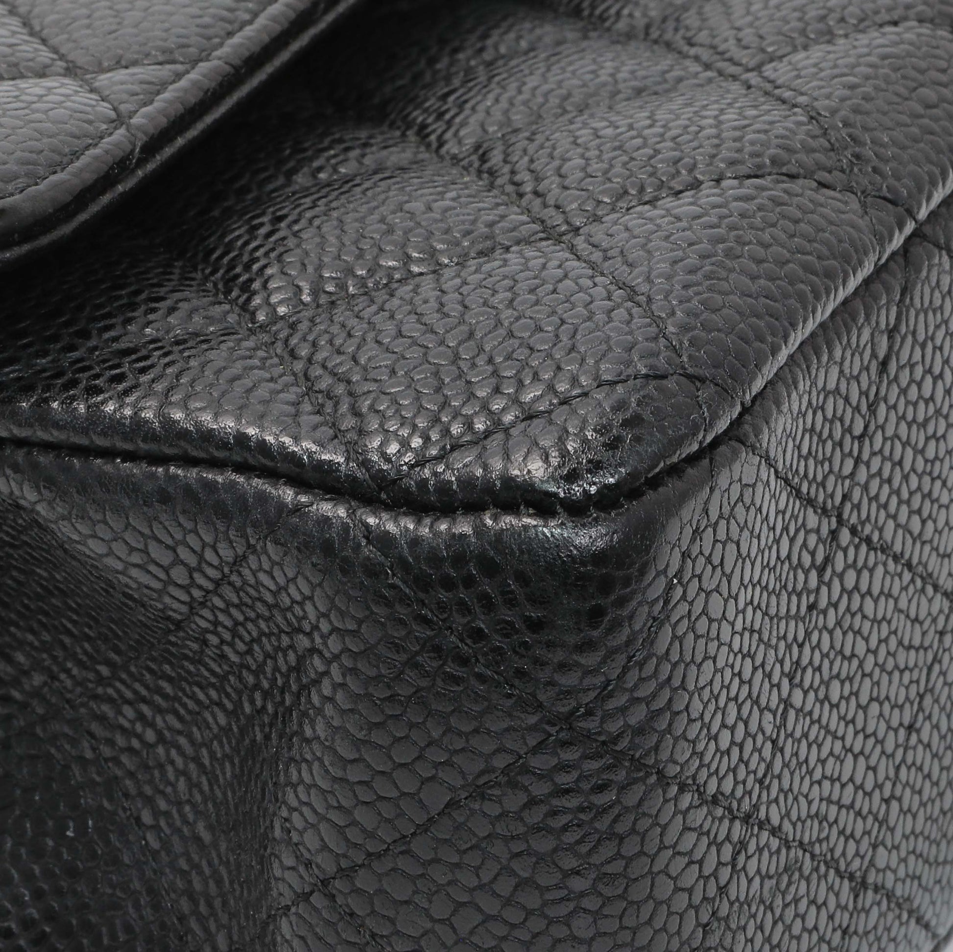 Exclusive Chanel Black Quilted Caviar Medium Classic Double Flap — Top View