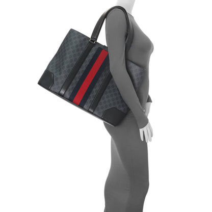 Exclusive Gucci Black GG Supreme Monogram Web Tote — Alternate View 12
