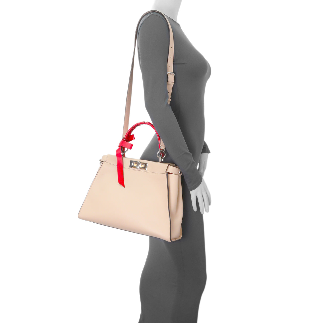 Exclusive Fendi Rosa Plaster Vitello Medium Peekaboo Iconic Satchel — Alternate View 12