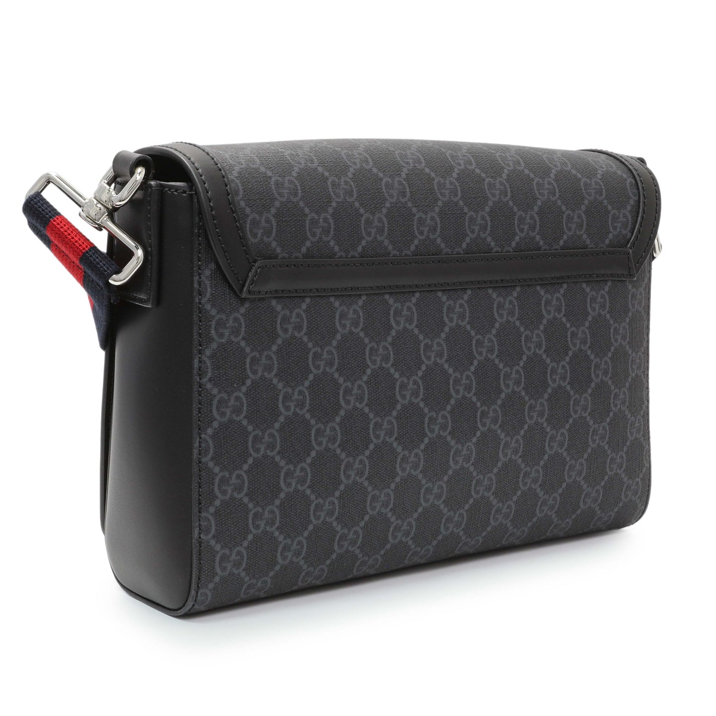 Exclusive Gucci Black GG Supreme Monogram Medium Crossbody Messenger — Side View