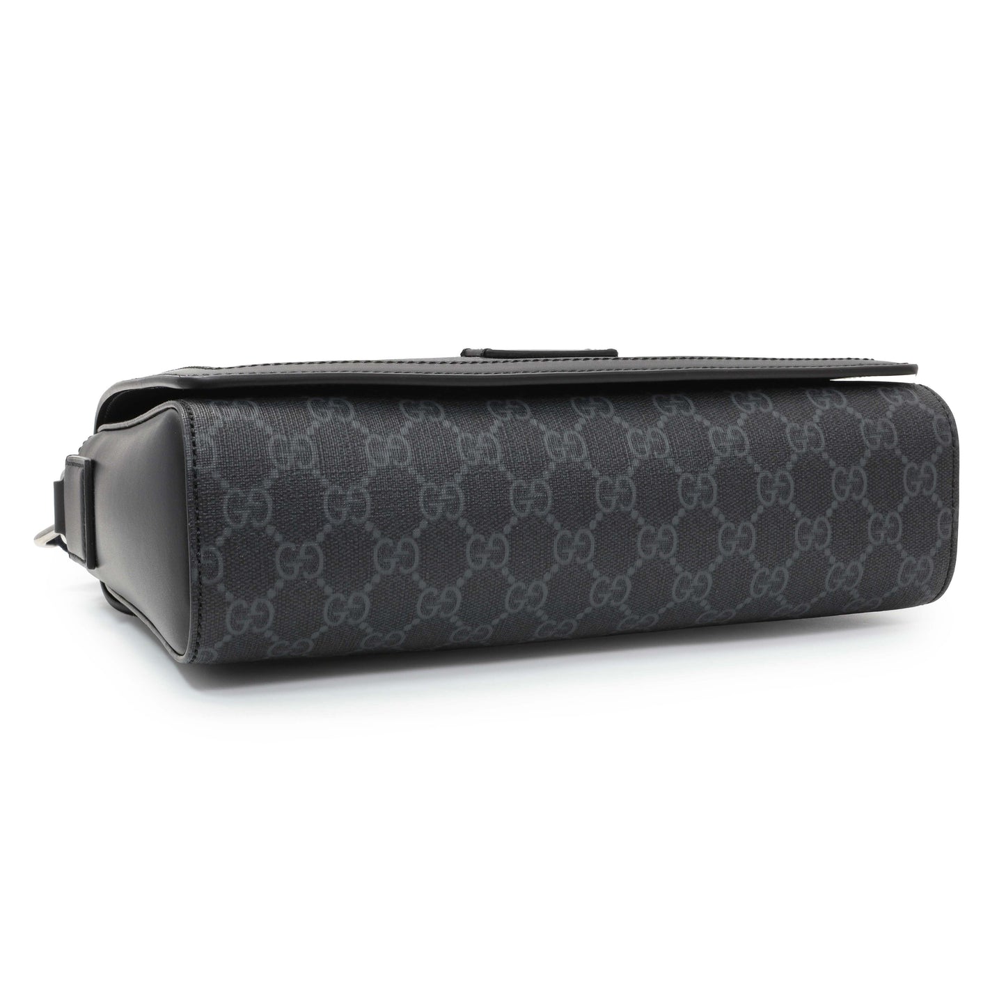 Exclusive Gucci Black GG Supreme Monogram Medium Crossbody Messenger — Back View