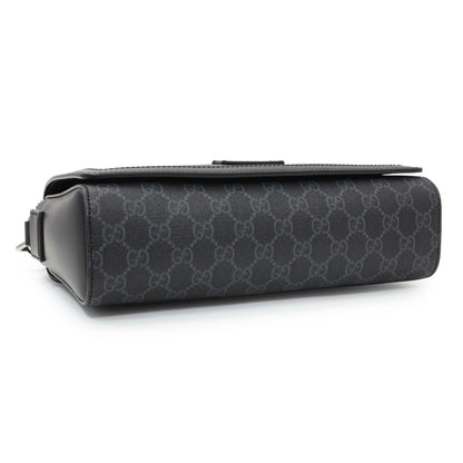 Exclusive Gucci Black GG Supreme Monogram Medium Crossbody Messenger — Back View