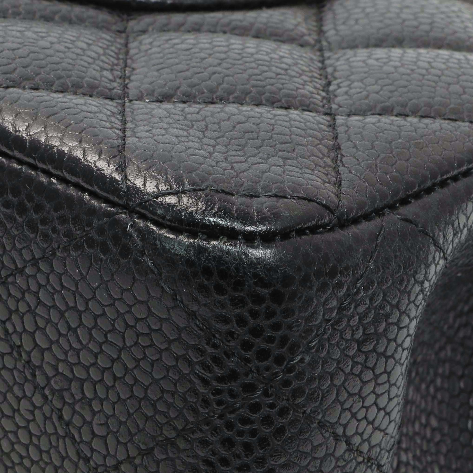 Exclusive Chanel Black Quilted Caviar Medium Classic Double Flap — Alternate View 7