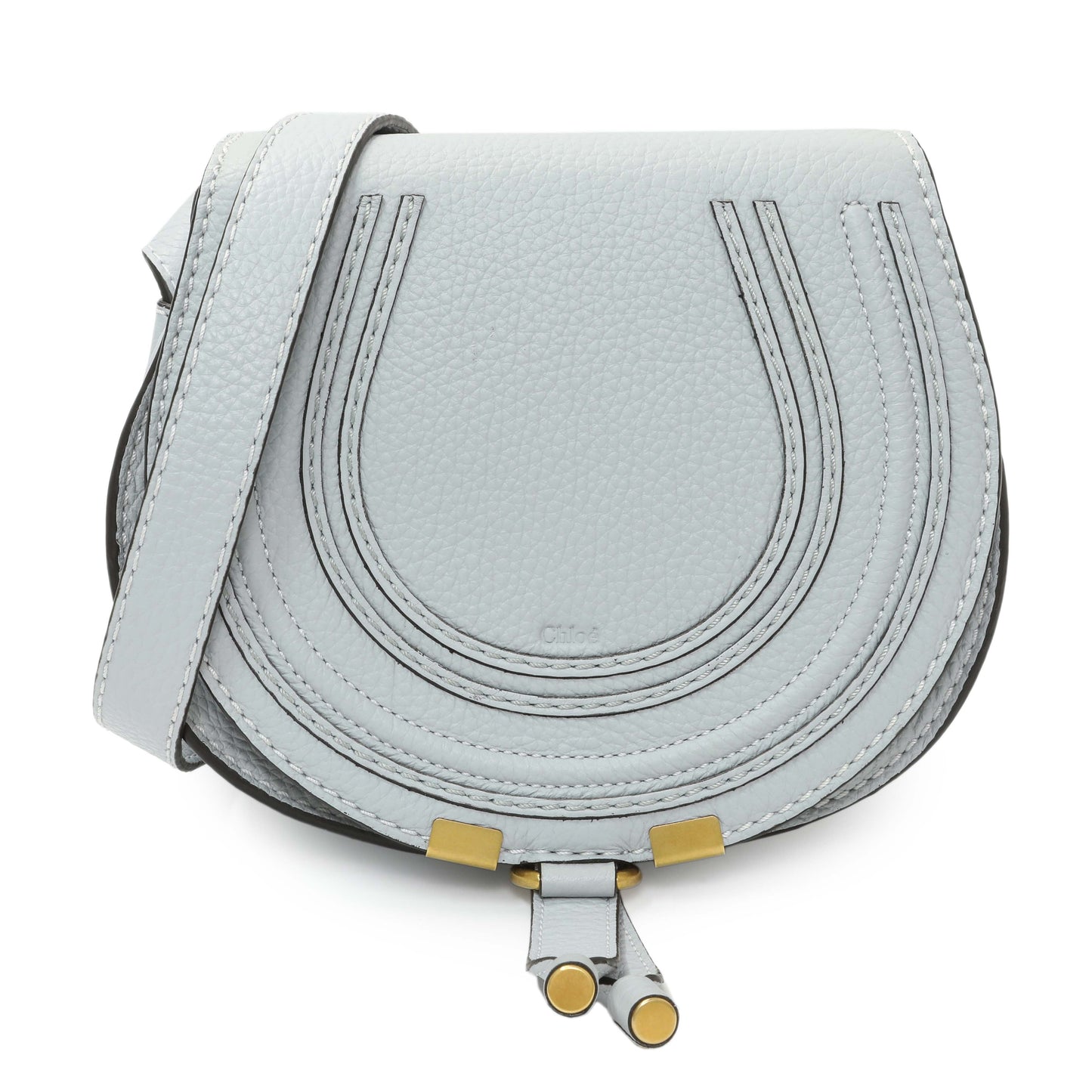 Exclusive Chloe Blue Mist Mini Marcie Round Crossbody — Front View