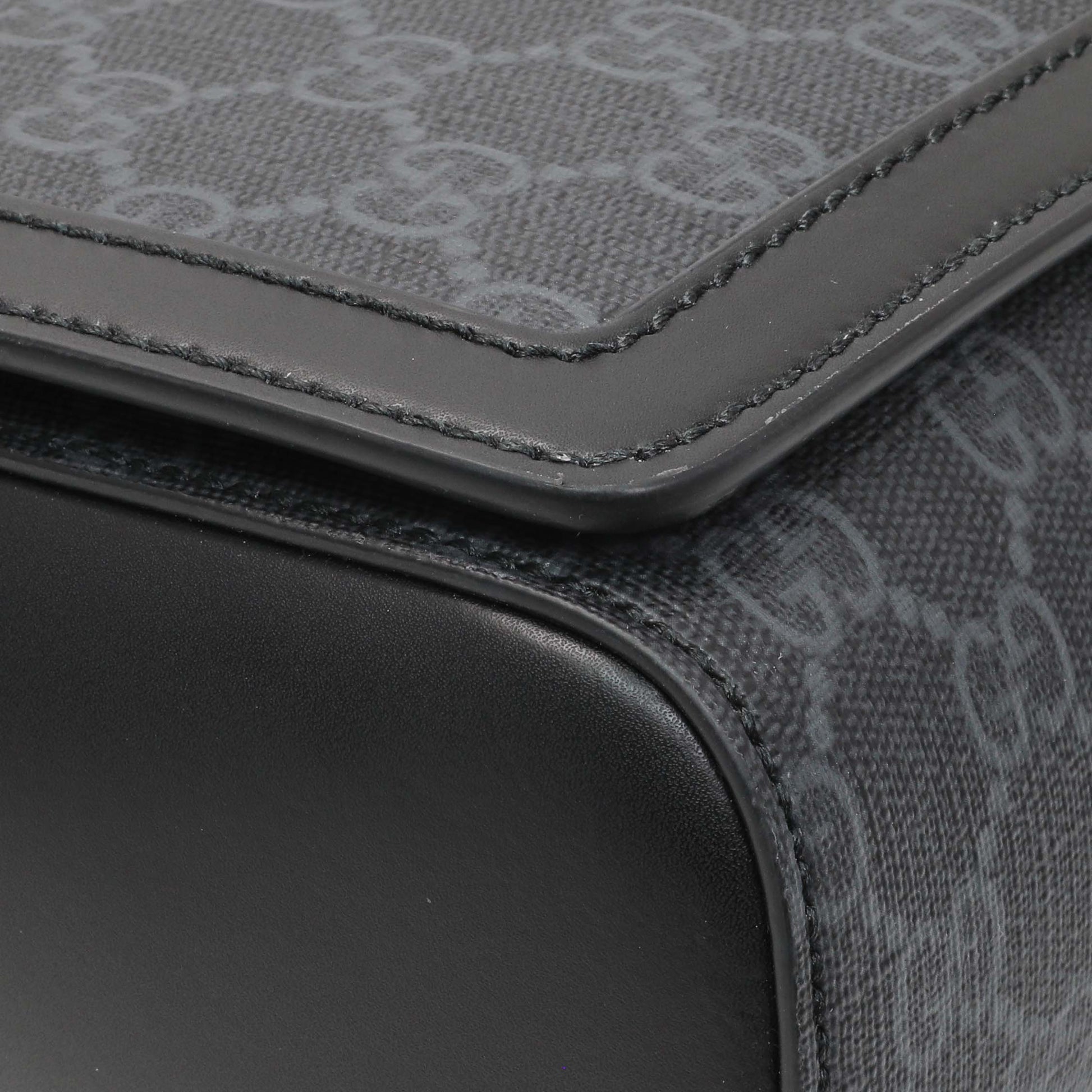 Exclusive Gucci Black GG Supreme Monogram Medium Crossbody Messenger — Top View
