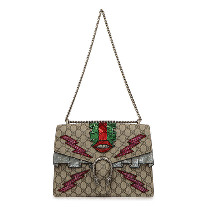Exclusive Gucci GG Supreme Monogram Lightning Embroidered Medium Dionysus Shoulder Bag — Front View
