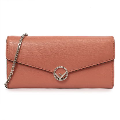 Exclusive Fendi Pink Vitello Cruise F is Fendi Continental Envelope Wallet on Chain — Front View