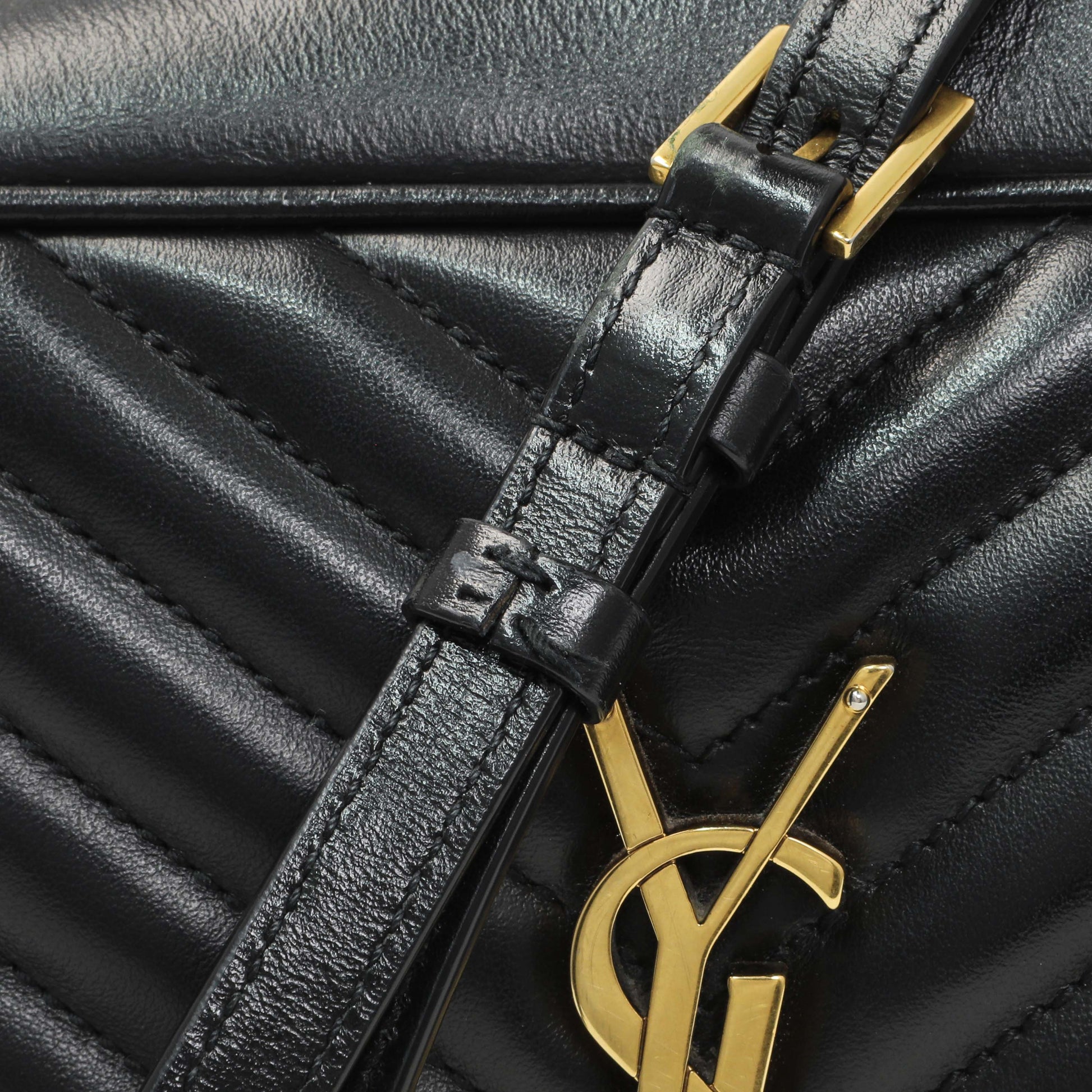 Exclusive Saint Laurent Black Calfskin Matelasse Monogram Lou Camera Bag — Alternate View 15