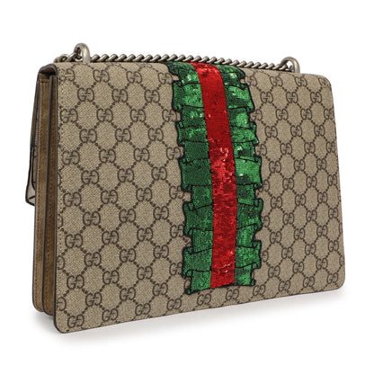 Exclusive Gucci GG Supreme Monogram Lightning Embroidered Medium Dionysus Shoulder Bag — Back View