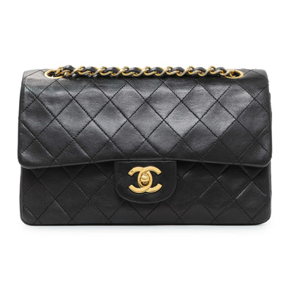 Exclusive Chanel Black Quilted Lambskin Vintage Small Double Flap — Front View