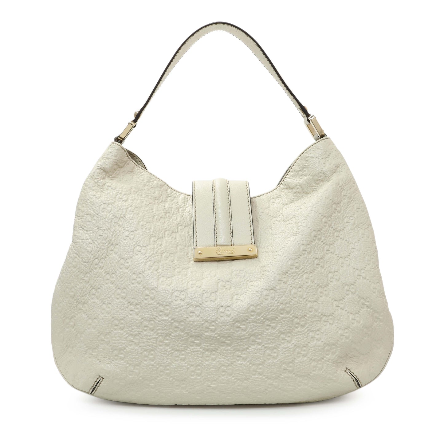 Exclusive Gucci White Guccissima Large New Ladies Web Hobo — Front View