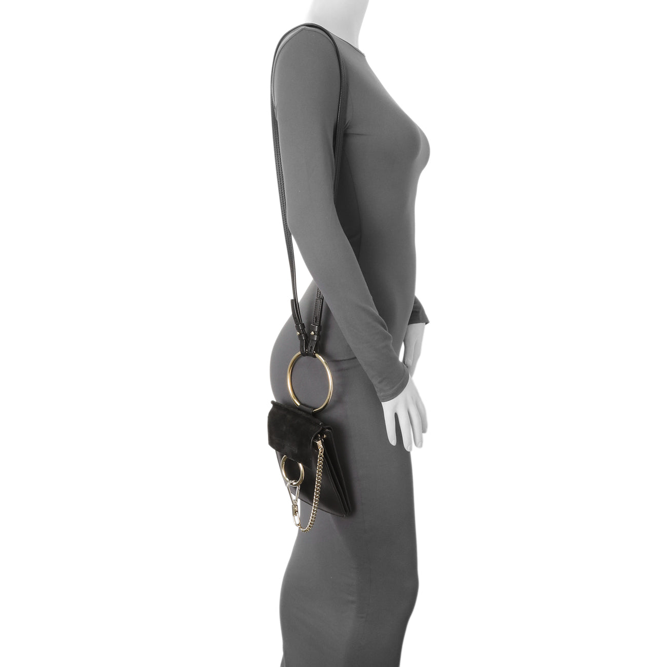 Exclusive Chloe Black Suede Calfskin Mini Faye Bracelet Bag — Alternate View 8