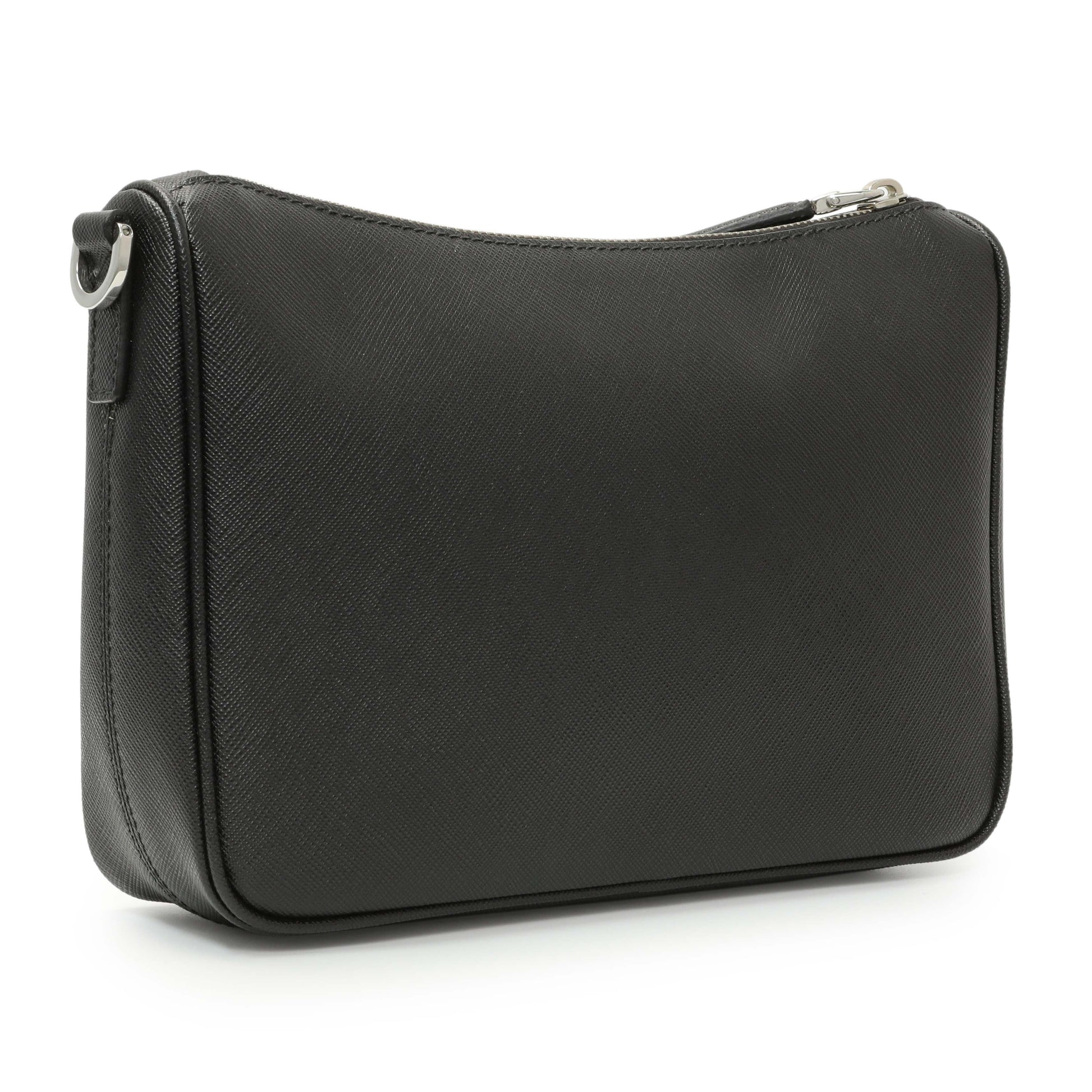 Exclusive Prada Black Saffiano Travel Crossbody Bag — Side View