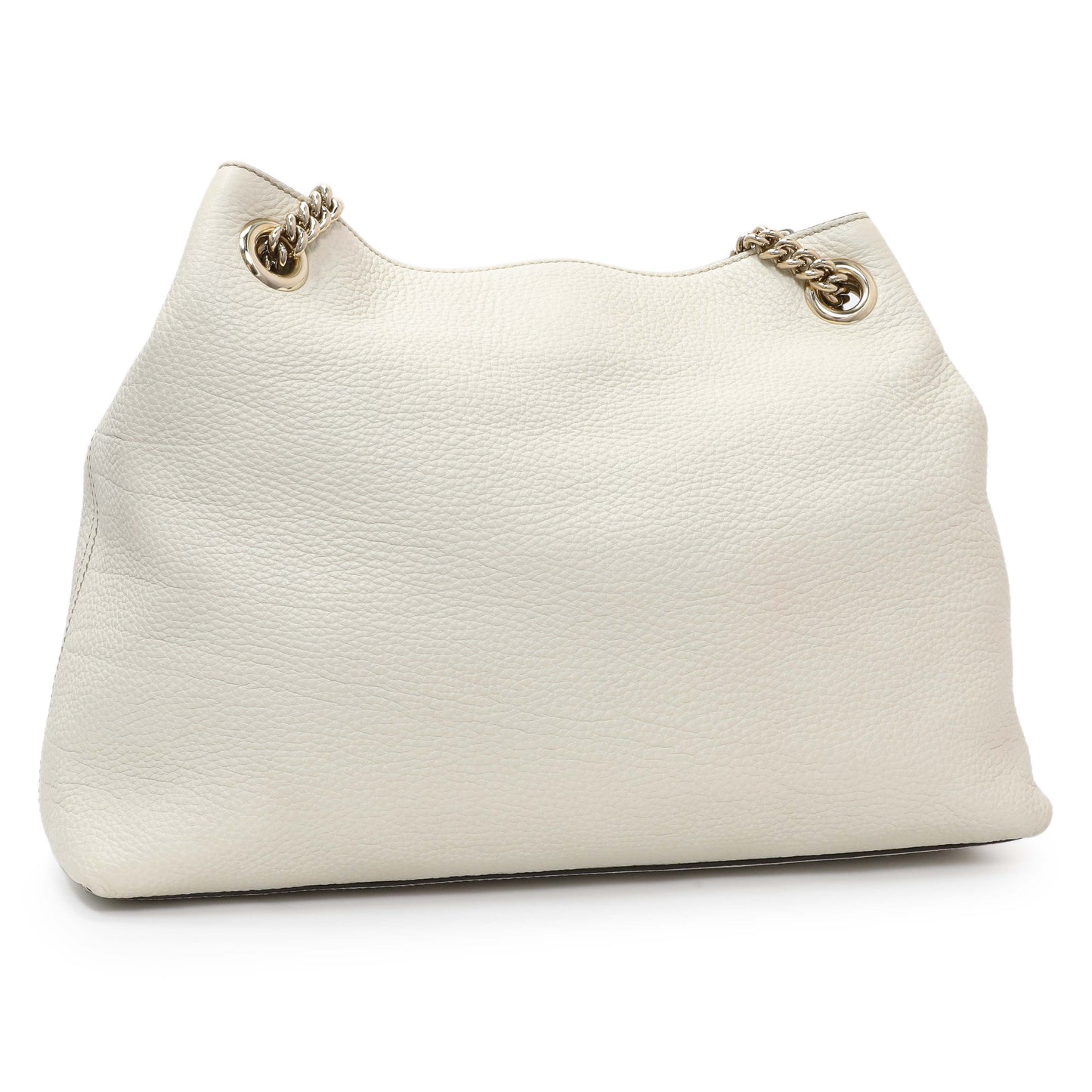 Exclusive Gucci White Pebbled Calfskin Medium Soho Chain Shoulder Bag — Side View