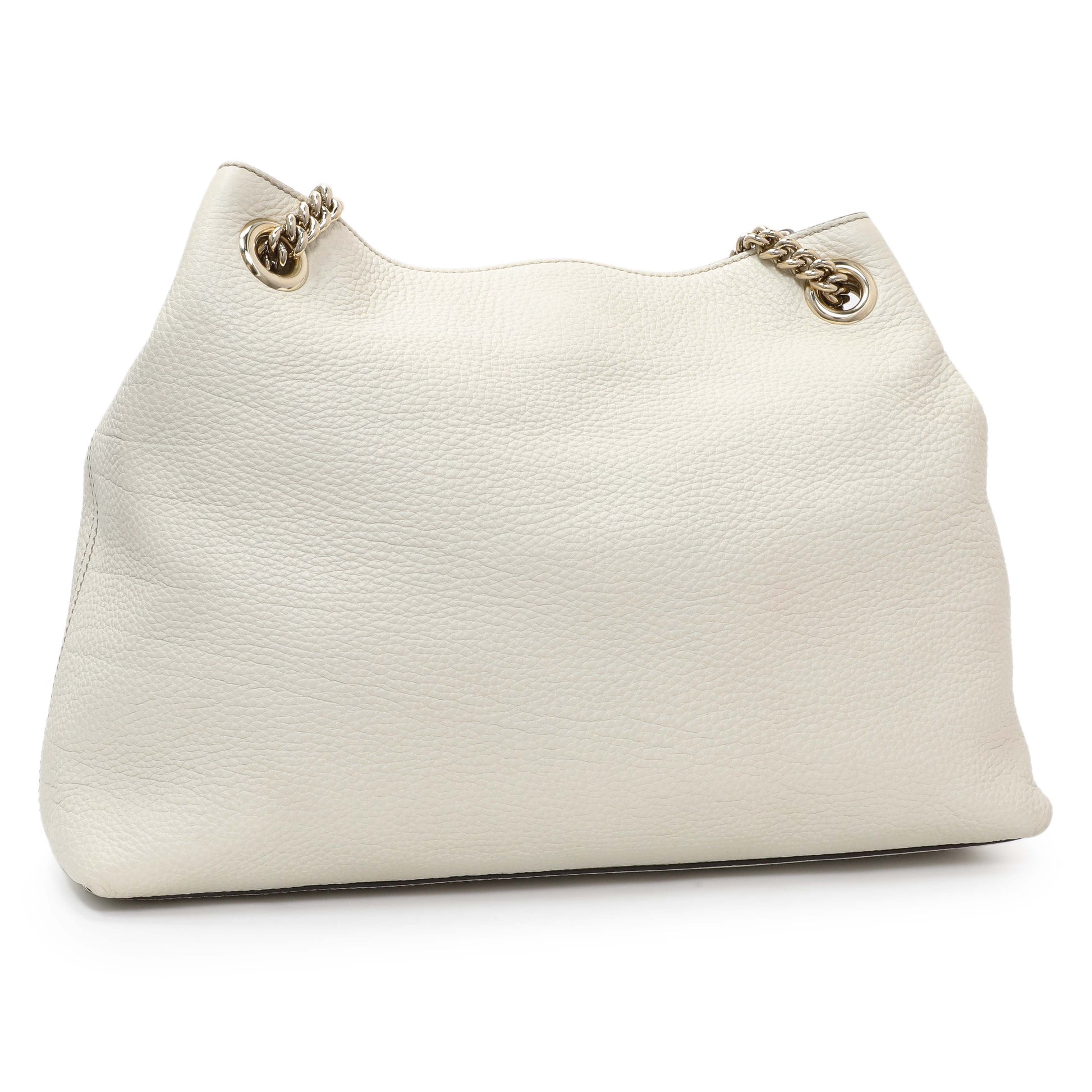 Exclusive Gucci White Pebbled Calfskin Medium Soho Chain Shoulder Bag — Side View