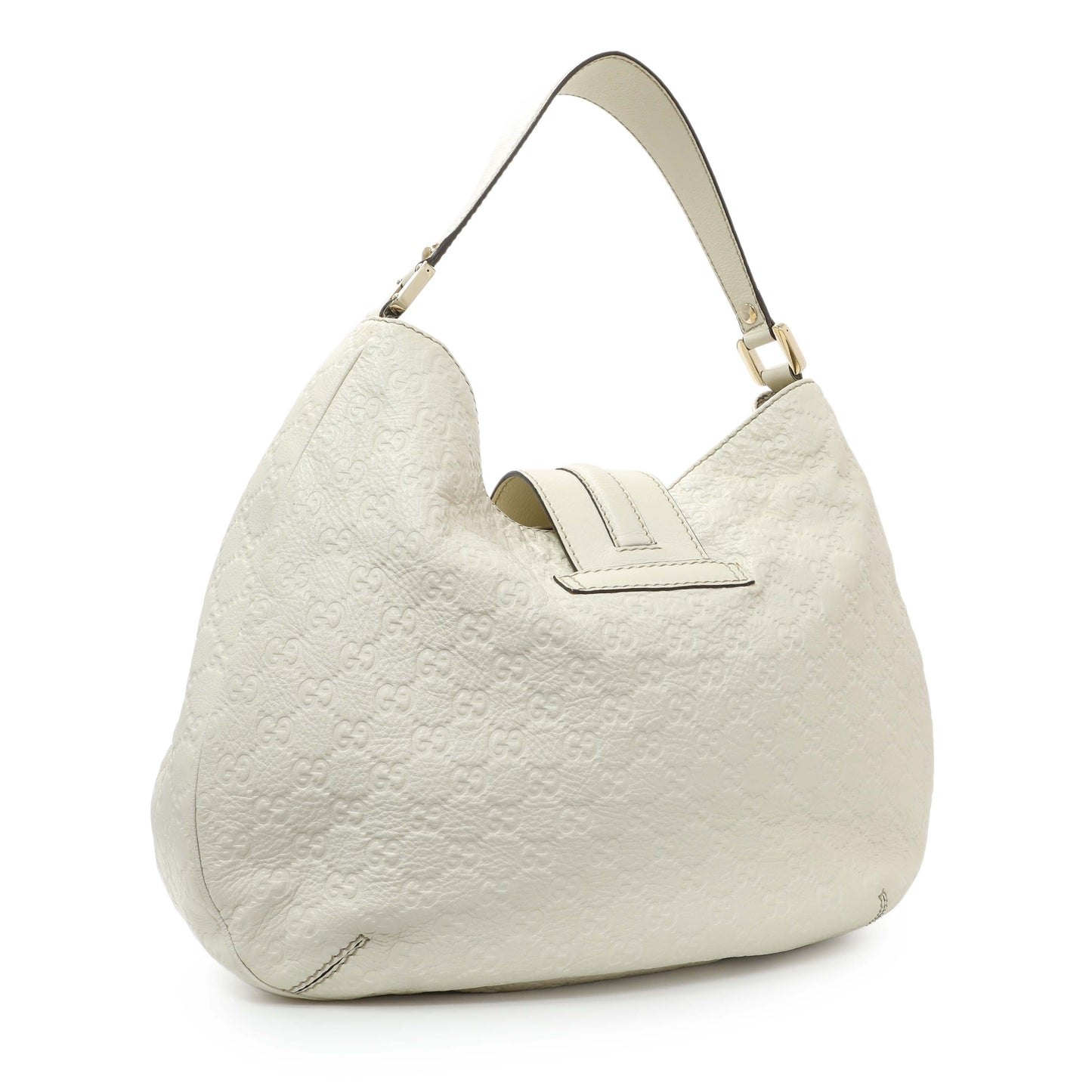 Exclusive Gucci White Guccissima Large New Ladies Web Hobo — Side View