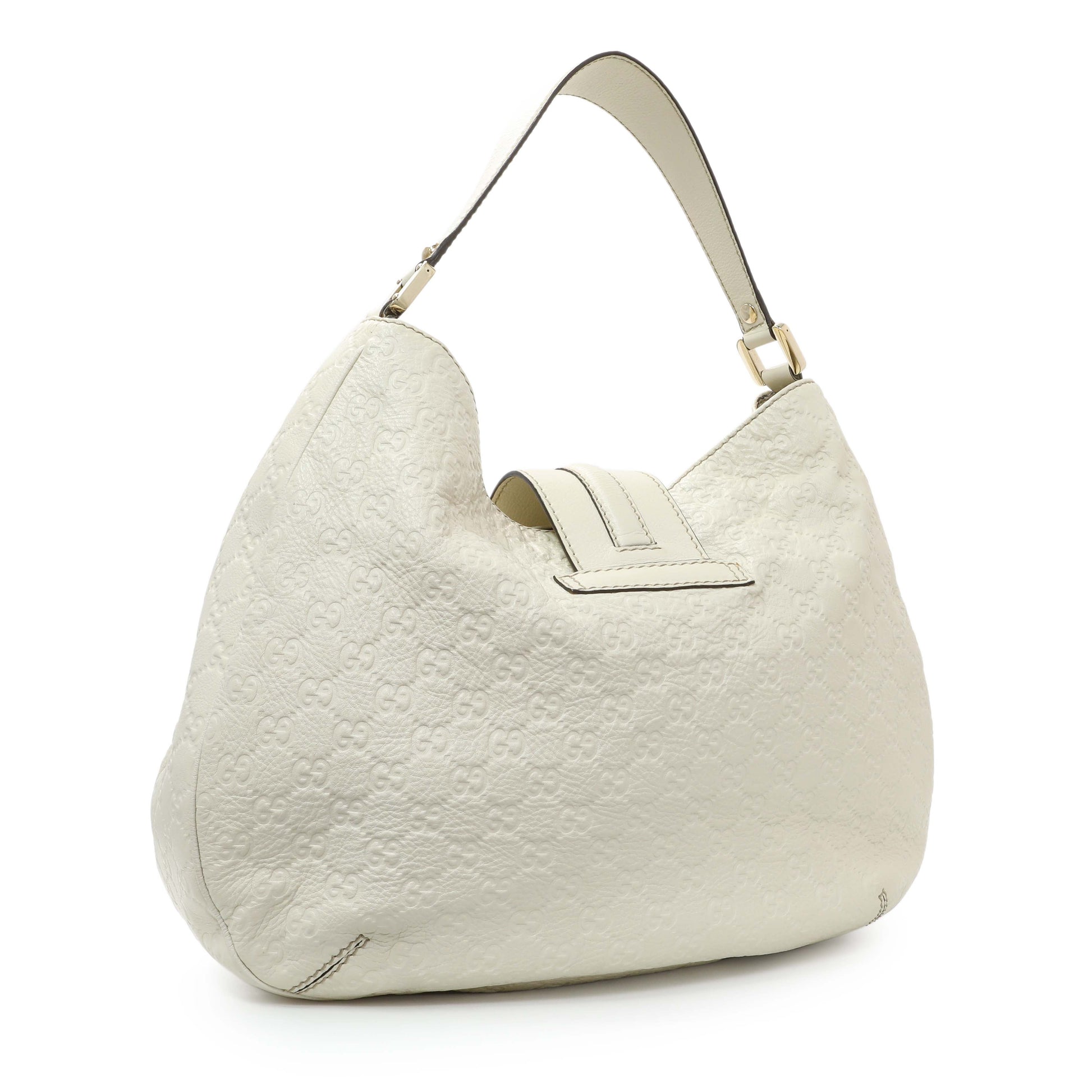 Exclusive Gucci White Guccissima Large New Ladies Web Hobo — Side View