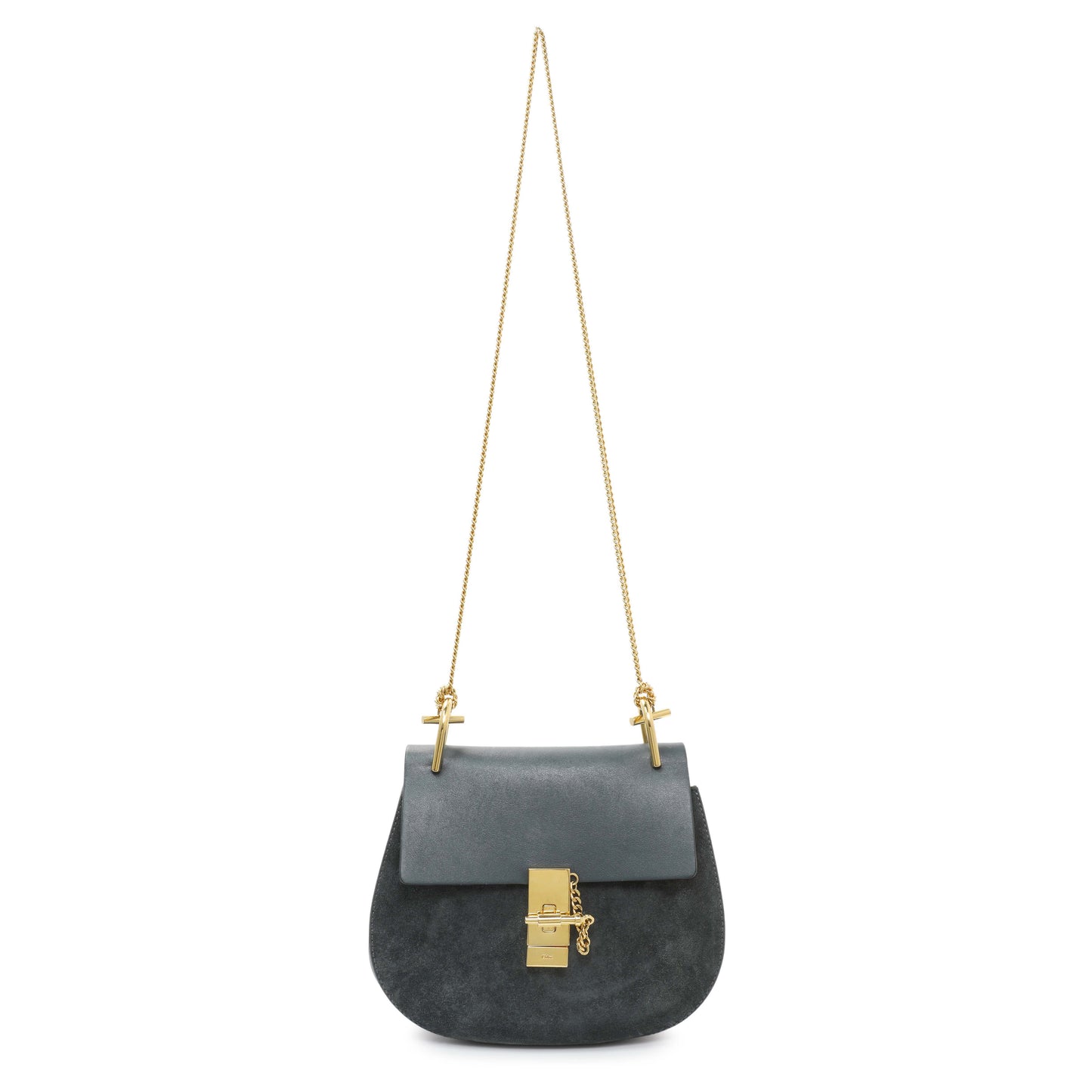 Exclusive Chloe Suede Smooth Calfskin Drew Shoulder Bag — Front View