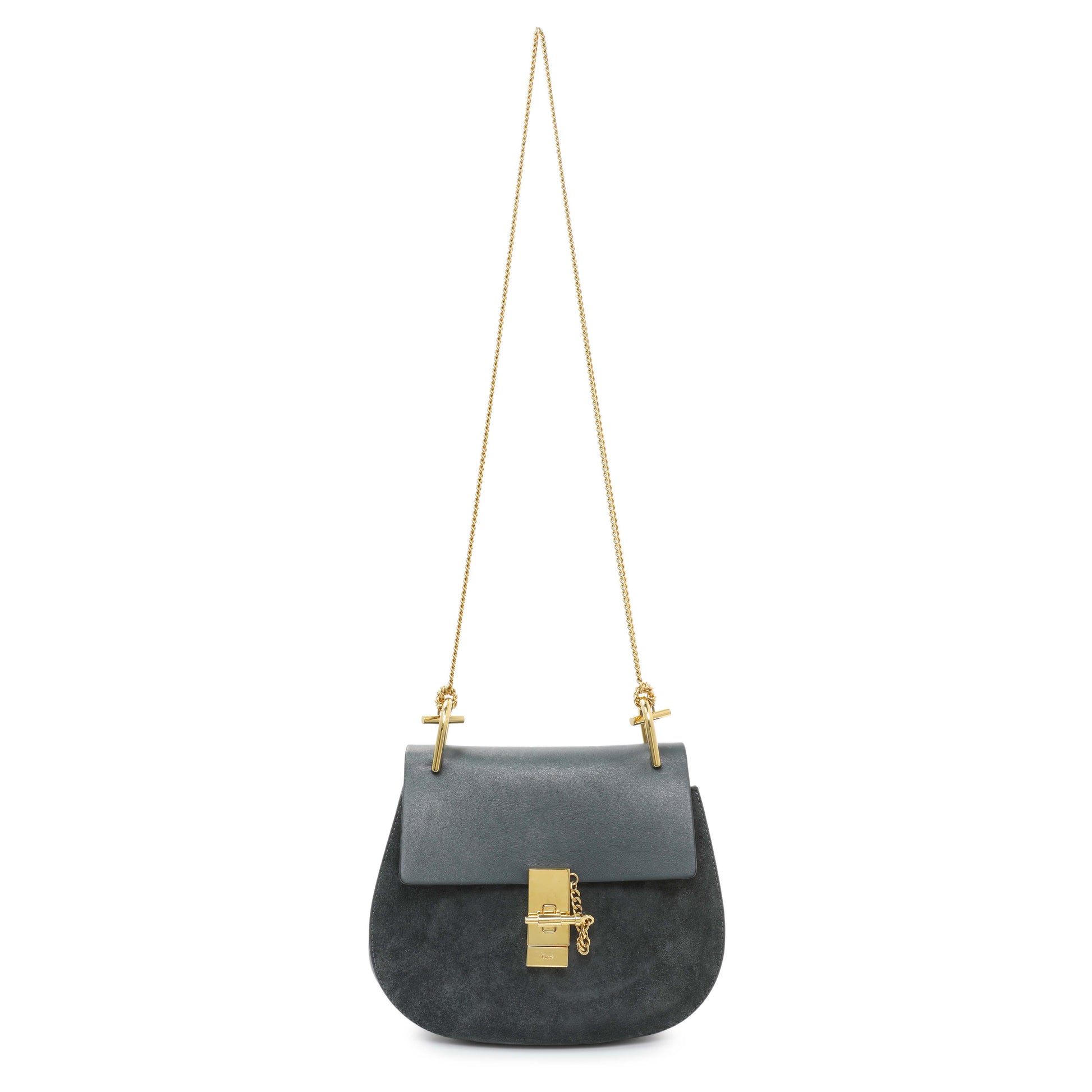 Exclusive Chloe Suede Smooth Calfskin Drew Shoulder Bag — Front View