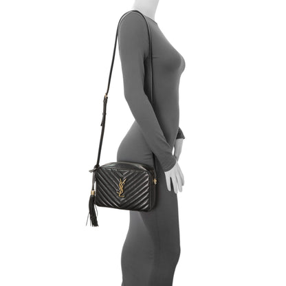 Exclusive Saint Laurent Black Calfskin Matelasse Monogram Lou Camera Bag — Alternate View 11