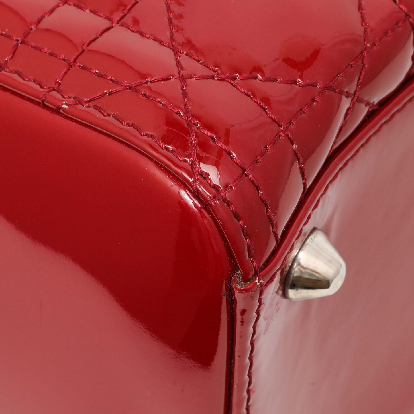Exclusive Christian Dior Red Patent Cannage Large Lady Dior — Top View