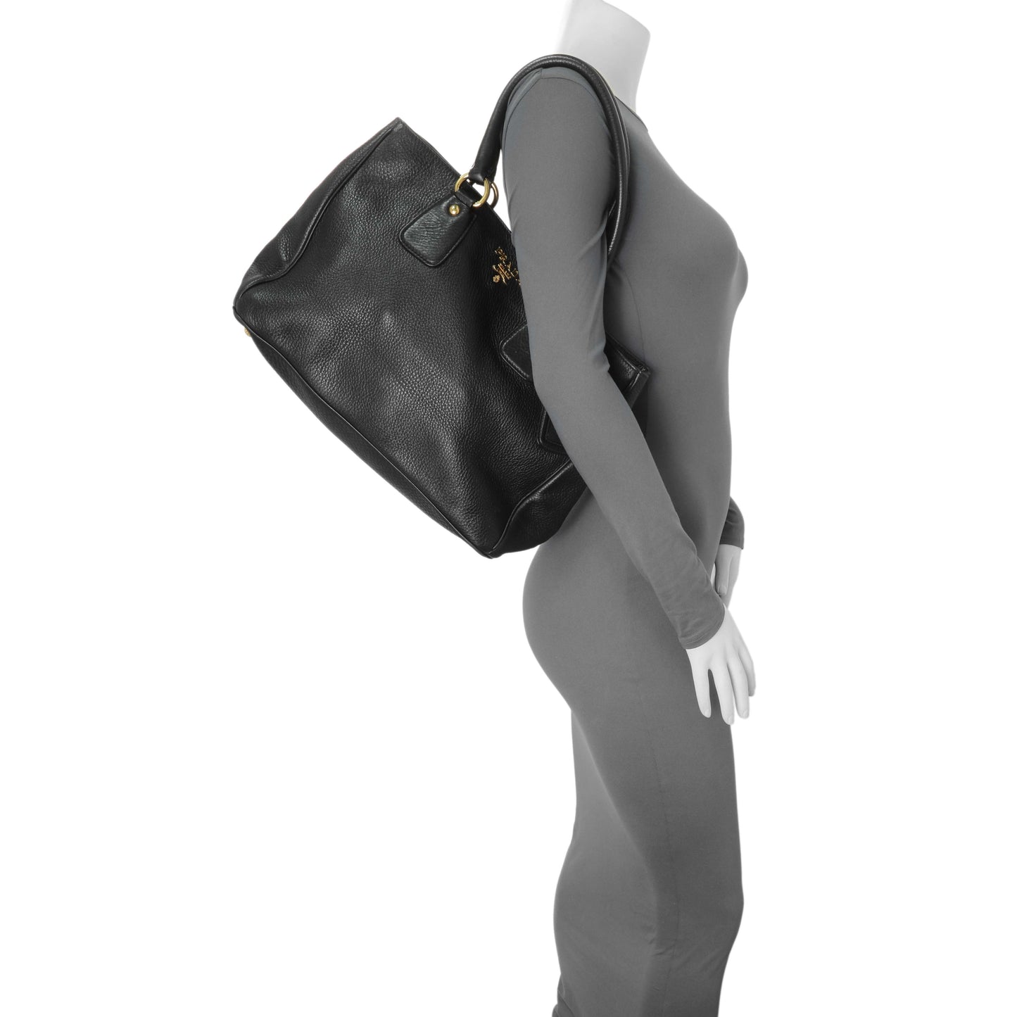 Exclusive Prada Black Vitello Daino Shopping Tote — Alternate View 11