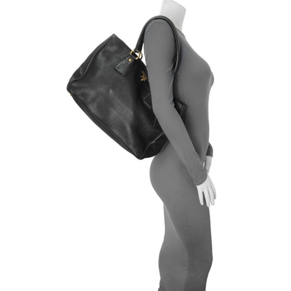 Exclusive Prada Black Vitello Daino Shopping Tote — Alternate View 11